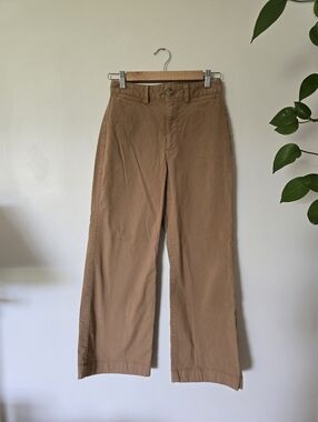 GAP 2P High Rise Stride Ankle Womens Tan Cotton Khaki Pants